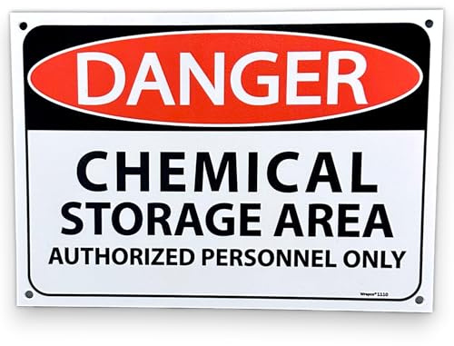 Danger Chemical Storage Area Sign Authorized Personnel Only Sign for Cabinets, Containers, Boxes, Bins, or Metal Fencing