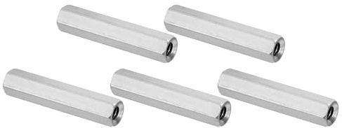 PATIKIL 1/4-20 UNC 304 Edelstahl Sechskant Kupplungsmuttern, 5 Stück 2.36/60mm Langmutter Gewindehülse Sechskantmutter Edelstahl Kupplungsmutter Gewindemuffe Gewindeeinsatz, Silberton