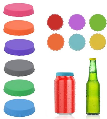12stück Kronkorken Silikon, Farbe Bierflaschenverschluss, Wiederverwendbar Getränkedosen Verschluss, Zwei Größen, Silikon Flaschendeckel Geeignet Für Bier, Getränkedosen Und Glasflaschen