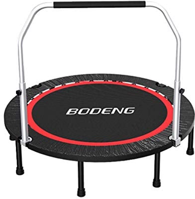 AJOIHASP 40 tragbares Klapptrampolin mit Handlauf, faltbares Fitnesstrampolin für Erwachsene, Rebounder-Trampolin, Übungstrampolin für den Innenbereich/Garten/Workout/Cardio