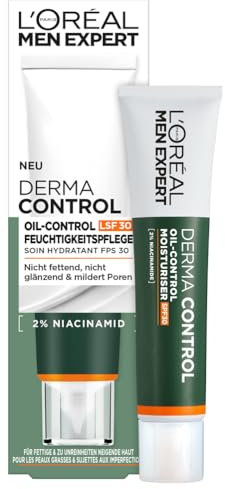 L'Oréal Men Expert Anti-Pickel Gesichtspflege mit LSF 30 für Männer, Creme für unreine & zu Akne neigende Haut, Gesichtscreme für Herren mit Sonnenschutz & 2% Niacinamide, Derma Control, 1 x 40 ml