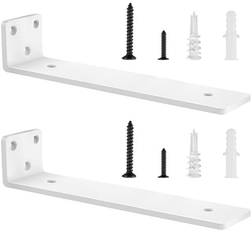 2 Stücke Regalhalterung Regalträger 30cm, Schwerlast L Regalwinkel mit Befestigungsschrauben für Wohnzimmer | Büro| Küchen, Tragkraft 75 KG (Weiß) 12in