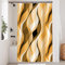 Uiiooazy Rideau Douche Anti Moisissure, Rideau de Douche Jaune Moutarde Abstrait Rayures Brun Rayé Rideaux de Baignoire Tissu Imperméable Lavable Rideaux Salle de Bain avec 8 Crochets 120x200cm