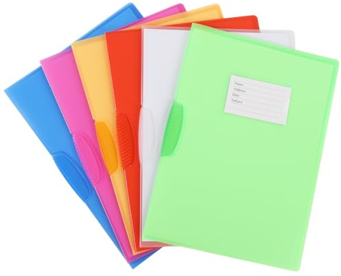 Berichtsmappe Vordere Präsentationsmappen, Plastikmappen mit seitlichem Schwenkclip, A4 Briefformat Papier Büro-Geschäftsdokumente Lebenslauf (6 STK - 6 Farben)