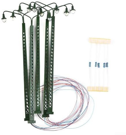 Vilgftyiet Modelleisenbahnleuchten-Set – 5/10/20/30 Stück H0 Maßstab (1:87) LED-Mastlichter mit vorverdrahteten Widerständen, 3 V 20 mA Eisenbahn-Layout-Beleuchtung für 12–16 V Netzteil