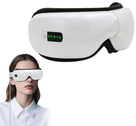 Augenmassagegerät mit Wärme, Kompression & Bluetooth Musik, Augenmaske Massagegerät, 5 Massagemodi, 42℃ Thermotherapie, Linderung der Ermüdung der Augen, Augenringe, Trockene Augen, Kopfschmerzen