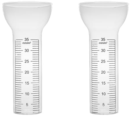 Lsydgn 2 Pcs Regenmesser Glas, Regenmesser Frostsicher, Regenmesser Garten, 35 Mm Trichter-Regenmesser Mit Markierungen, Für Garten-Regenmesser Für Den Außenbereichregenmesser Für Den Außenbereich