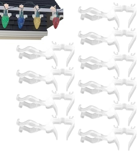 Regenrinne Lichtclips, 10 Stück Seillicht Haken Für Regenrinne, Wetterbeständige Beleuchtung Haken Für Haus Dachziegel Terrasse Traufe Soffit Deck Baum Zäune Schindeln