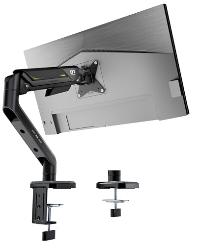 HUMANEX Heavy Duty Single Monitor Arm for 17-40 Inch, Capacity Max 12kg | Premium Mechanical Spring Monitor Mount, Quick Release VESA 75/100mm, Ergonomic Height Adjustable Tilt Swivel Rotate