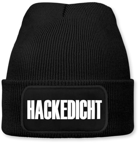 Prozente Momente Hackedicht – lustige Wintermütze | Beanie für Herren, warm, elastisch & Unisex, Strickmütze mit Patch & Druck, perfekt für Après-Ski, Weihnachtsmarkt & Fasching