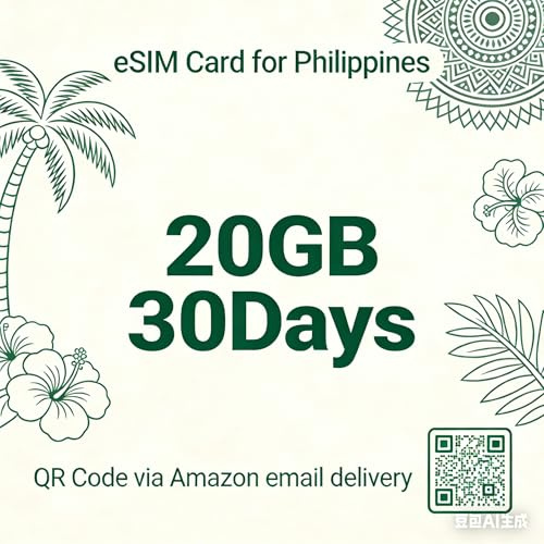 esim Philippines 20GB Daten 30 Tage Prepaid Karte Datenpaket 4G/5G Prepaid Reise-eSIM für Philippines Länder Sofortige QR-Code Lieferung Kein physisches SIM erforderlich Kompatibel mit iOS Android