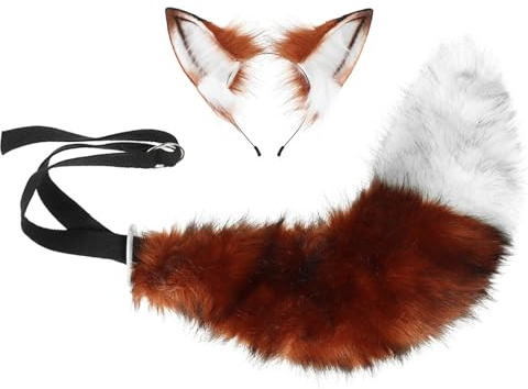 CAZSTYK Serre-tête oreilles de renard réalistes avec queue souple confortable et design antidérapant pour cosplay oreilles et queue de renard