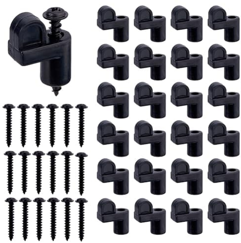 DICOSMETIC 24 Stück 3/8 Zoll Fenstergitter Clips mit Schrauben Versetzte Befestigungsclips Kunststoff Gitterhalteclips zum Befestigen von Fenstergittern Sturm Tür Paneele Schwarz