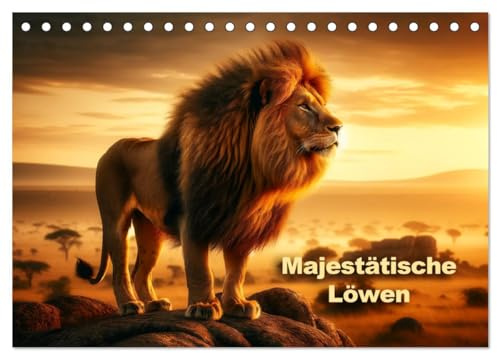 Majestätische Löwen - Die Herrscher der Wildnis (Tischkalender 2026 DIN A5 quer), CALVENDO Monatskalender: Jeden Monat epische Darstellungen von Löwen (CALVENDO Tiere)