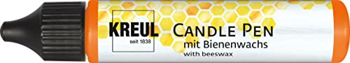 KREUL 49703 - Candle Pen, orange, 29 ml, Kerzenstift mit feiner Malspitze, Farbe mit Bienenwachs zum Verzieren & Bemalen von Kerzen