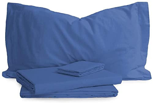 Caleffi - Completo-lenzuola Tinta unita flanella Tinta Unita Matrimoniale Blu
