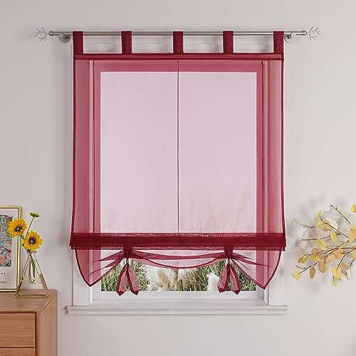 Thinkbay Raffrollo Schlaufen Gardinen Vorhänge 1er-Pack Vorhang H*B 155 * 140cm Beere