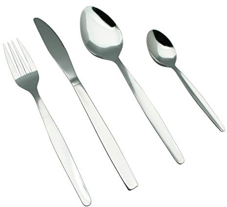 EXZACT Couverts en Inox/Coutellerie - acier inoxydable - 6 x Fourchettes, 6 x Couteaux, 6 x Cuillères, 6 x Cuillère à café (EX826 24 PIÈCES)