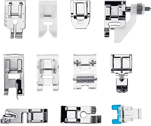 Pied de machine à coudre Faburo - 11 accessoires en Teflon pour machines à coudre brother, singer, privilege, w6, Janome et husqvarma Silber