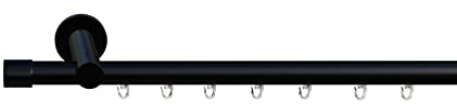 Tilldekor Innenlauf Gardinenstange HIGH-LINE ANDRAX, 1-Lauf, schwarz-glanz, Ø 20 mm, 200 cm, inkl. Trägern und Gleitern