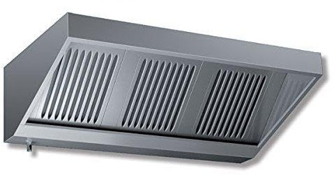 Cappa aspirante acciaio inox Professionale d’aspirazione a parete mod. SNACK con motore cm. 140x90x45H