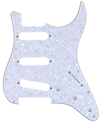 Musiclily Pro 11 Löcher SSS Vintage 62 Strat Pickguard Gitarren Schlagbrett für American Stratocaster 62 E-Gitarre, 4 lagig White Pearl