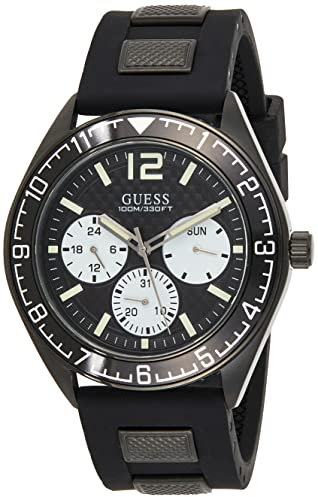 GUESS Montre Homme Multifonction Pacific Acier Noir Silicone Noir W1167G2