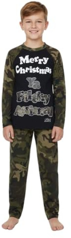 A2Z 4 Kids Girls Boys PJ's YA Filthy Printed Christmas Pyjamas - PJS Camo Ya Filthy Green 9-10