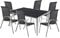 Mojawo 7er Set Alu Silber Gartenmöbel Gartengarnitur Non Wood 150x90x74cm + 6 Stapelstühlen Textilen