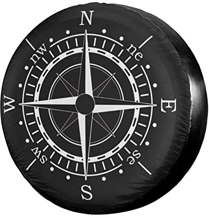 Foruidea Compass Sun Dial Black Spare Tire Cover Waterproof Dust-Proof Wheel Tire Cover Fit for Jeep,Trailer, RV, SUV and Many Vehicle 16 Inch
