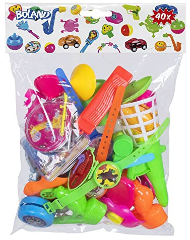 Boland 30799 - Mitgebsel Set, 40 Teile, Kreisel, Jo-Jos, Fangecher, Pfeifen, Geschicklichkeitsspiele, Geschenk, Geburtstag