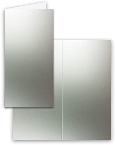 FarbenFroh by GUSTAV NEUSER 50x Falt-Karten DIN Lang - Silber (Metallic) - 10,5 x 21 cm - Blanko - Doppel-Karten - Klapp-Karten - 250 g/m²
