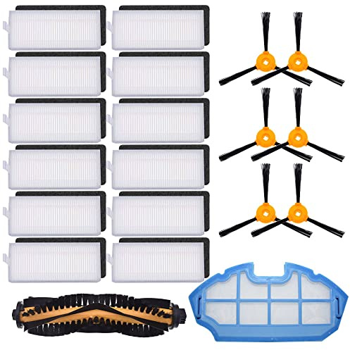 Neutop Piezas de repuesto para Ecovacs Deebot N79S, N79, DN622, DN622.11, DN622.31, N79W, N79se y Deebot 500, 502 accesorio de aspiradora robot con 1 cepillo de rodillo, 12 filtros, 6 cepillos