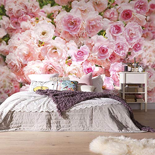 Romantische Rosa Rose Blume Hintergrund Wandbilder Hochzeit Haus Wohnzimmer Home Decor Foto Wallpaper Tapeten Floral 3D,350*256Cm