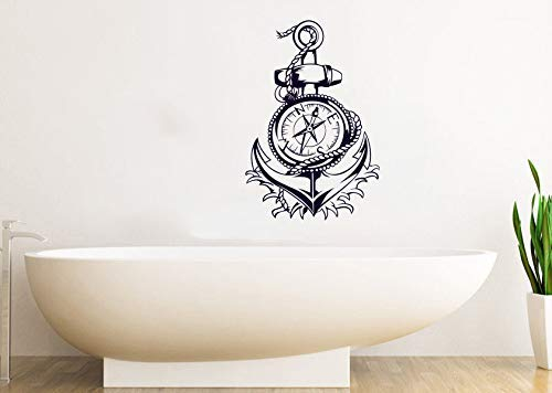 Kompass Vinyl Wandtattoo Anker Kompass Wanddekoration Badezimmer Home Beach Ocean Art 57X85Cm