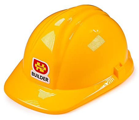 Bigjigs Toys Builder's Helmet - Yellow Kids Hard Hat, Ideal Construction Toy for Pretend Play, Adjustable Size (53cm-56cm) Fits Most Toddlers & Children