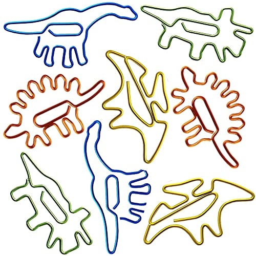 Creative Office Supplies Dinosaurier-Büroklammern, 40 Stück Dinosaurier-förmige Büroklammern, Metall-Lesezeichen-Clips, niedliche Büroklammern, Heimbüro, Bibliothek, Büroklammern (Dinosaurier A)