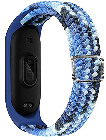 YuiYuKa Geflochtenes Solo Loop für Xiaomi Mi Band 9/NFC 8 7 6 5 Damen Herren,Verstellbares Elastisches Sportband Nylon Ersatzarmband für Xiaomi Armband Mi Band 9/NFC 8 7 6 5