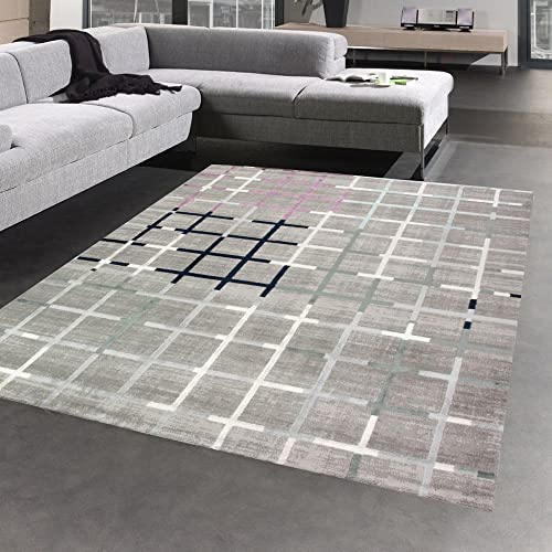 CARPETIA Teppich und Teppich modern Wohnzimmer in Grau Lila Blau Türkis Größe 160x230 cm