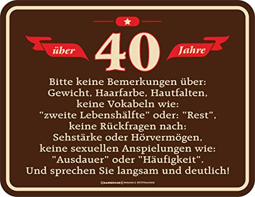Original RAHMENLOS Deko Blechschild zum 40. Geburtstag