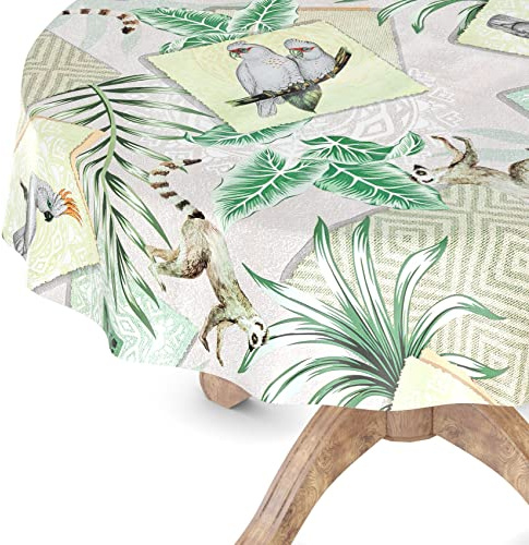 Wachstuchtischdecke Wachstischdecke Tischdecke abwaschbar Gartentischdecke Wachstuch Eckig rund oval Rund 140cm Schnittkante Exotik