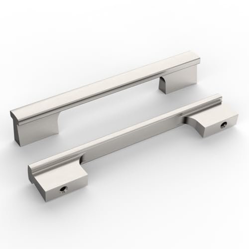 9BUILD 10 Pack 128mm Brushed Satin Nickel Kitchen Handles - Cupboard & Drawer Handles - EU0029