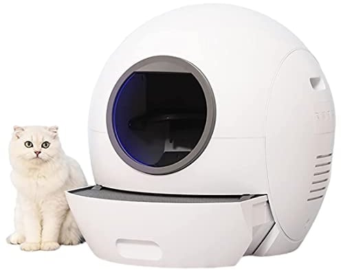 KIDDEX Smart Cat Litter Box Automatic Self Cleaning Cat Litter Tray Fully Enclosed Large Space Cat Toilet Bedpans, 3 Kinds Of Light Adjustment Light Ring, Multifunctional Drawer