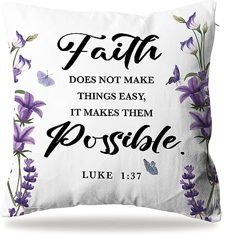 Scripture Throw Pillow Covers, Bible Verse Gifts, Christian Gifts, Religious Gifts, Inspirational Quote, Motivation, Prayer Decorative Square Cushion Covers Pillowcase, Home Decor (JTZT075)