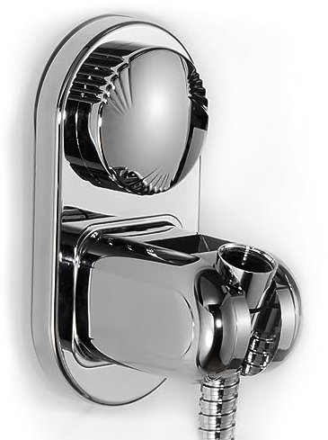 Suction Cup Handheld Shower Head Holder - Relocatable - 5 Angles Adjustable - Horizontal Setting - Large Shower Head Supports - Wider Input - Wall Mounted with Vacuum Power (Polished Chrome)