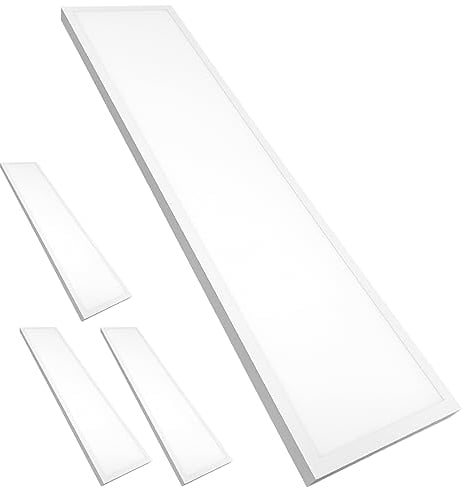 LED ATOMANT Packung mit 4 Set Aufbaurahmen + LED Einbaustrahler Panel 120x30cm 48W, CCT (Farbwahlschalter Warmweiß, Neutralweiß oder Kaltweiß), 5000 Lumen, Inklusive Treiber