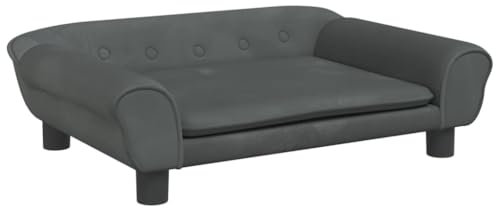 vidaXL Hundebett, Hundekissen mit weicher Polsterung, Hundesofa Hundecouch für kleine Hunde Haustiere, Haustierbett Katzenbett, Dunkelgrau Samt