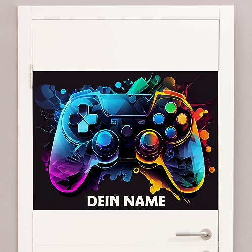 GRAZDesign Cooles Poster Gamer mit Namen für die Wand & Tür | Modernes Wandbild für Jugendliche Kinderzimmer Wandtattoo Gaming Geschenk Teenager Jungs personalisiert