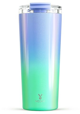 Meoky 700ml Kaffeebecher to go mit Deckel und Strohhalm, Vakuum Auslaufsicher Kaffeebecher Thermo, 8h Heiß und 24h Kalt, Passt in den Auto-Getränkehalter (Märchenland)