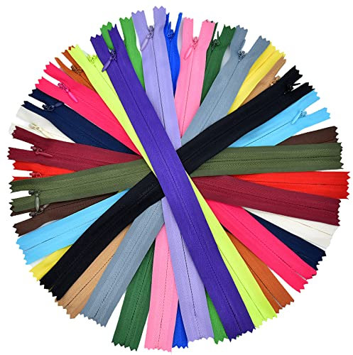 Unsichtbare Reißverschlüsse, 60 Stück unsichtbare Näh-Reißverschlüsse, Nylon-Spulen-Reißverschluss zum Nähen, Schneidern, Basteln, Kleidung (20 Farben) (50 cm/60 Stück)